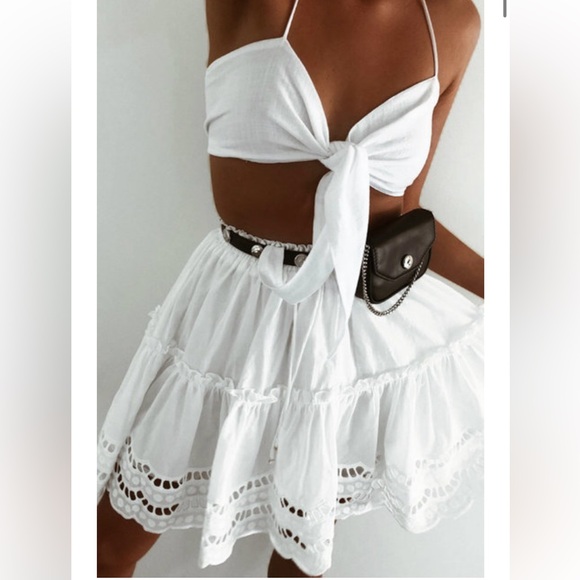 Seven Wonders Alannah Short Cotton Skirt White Lined Size US 4 fits like XS NWT - Picture 1 of 15